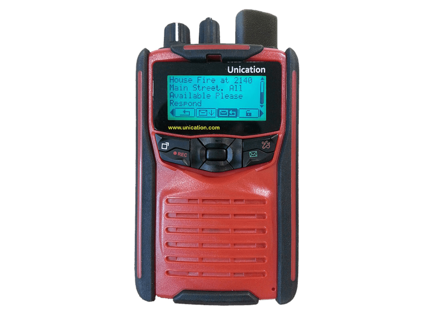 Unication G1 VHF UHF or Low Band Voice Pager red