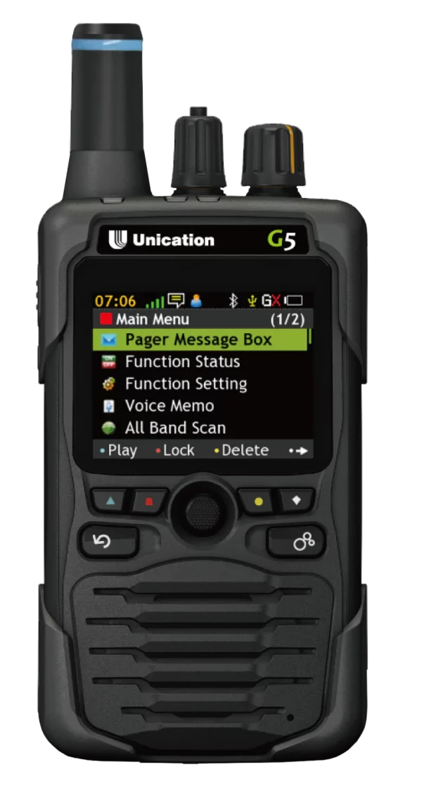 Unication G5 Dual Band P25 Voice Pager front