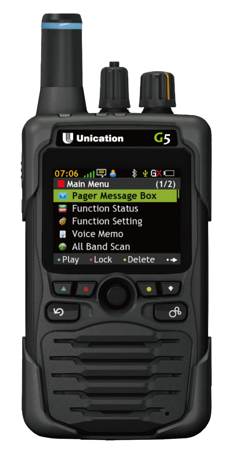 Unication G5 Dual Band P25 Voice Pager front